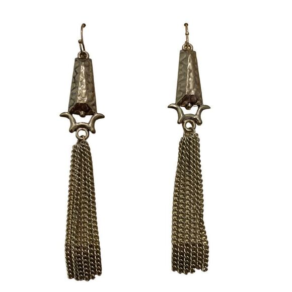 Erica Lyons gold tone tassel earrings.  NWT - Picture 2 of 5